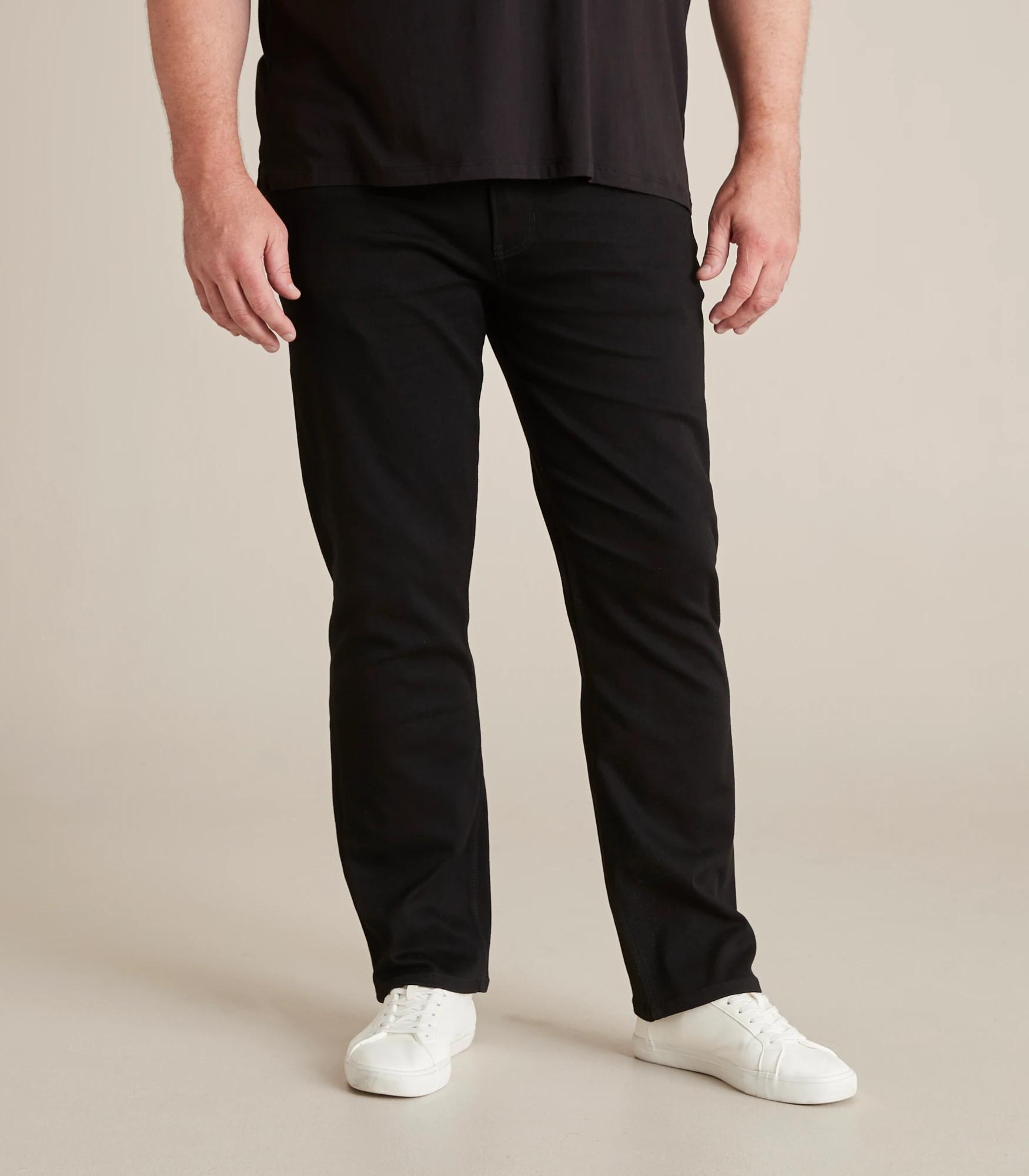 Man Plus Straight Stay Black Stretch Jeans