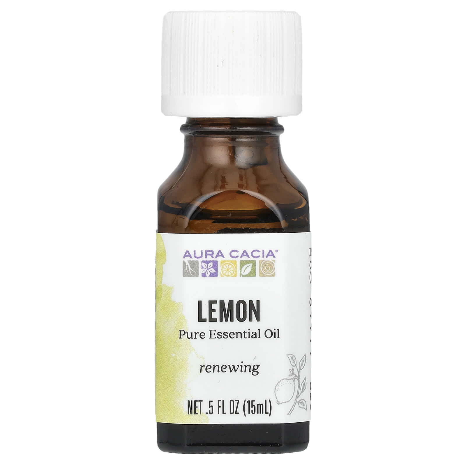 Aura Cacia Essential Oil, 100% Pure, Organic, Lemon - 0.25 fl oz