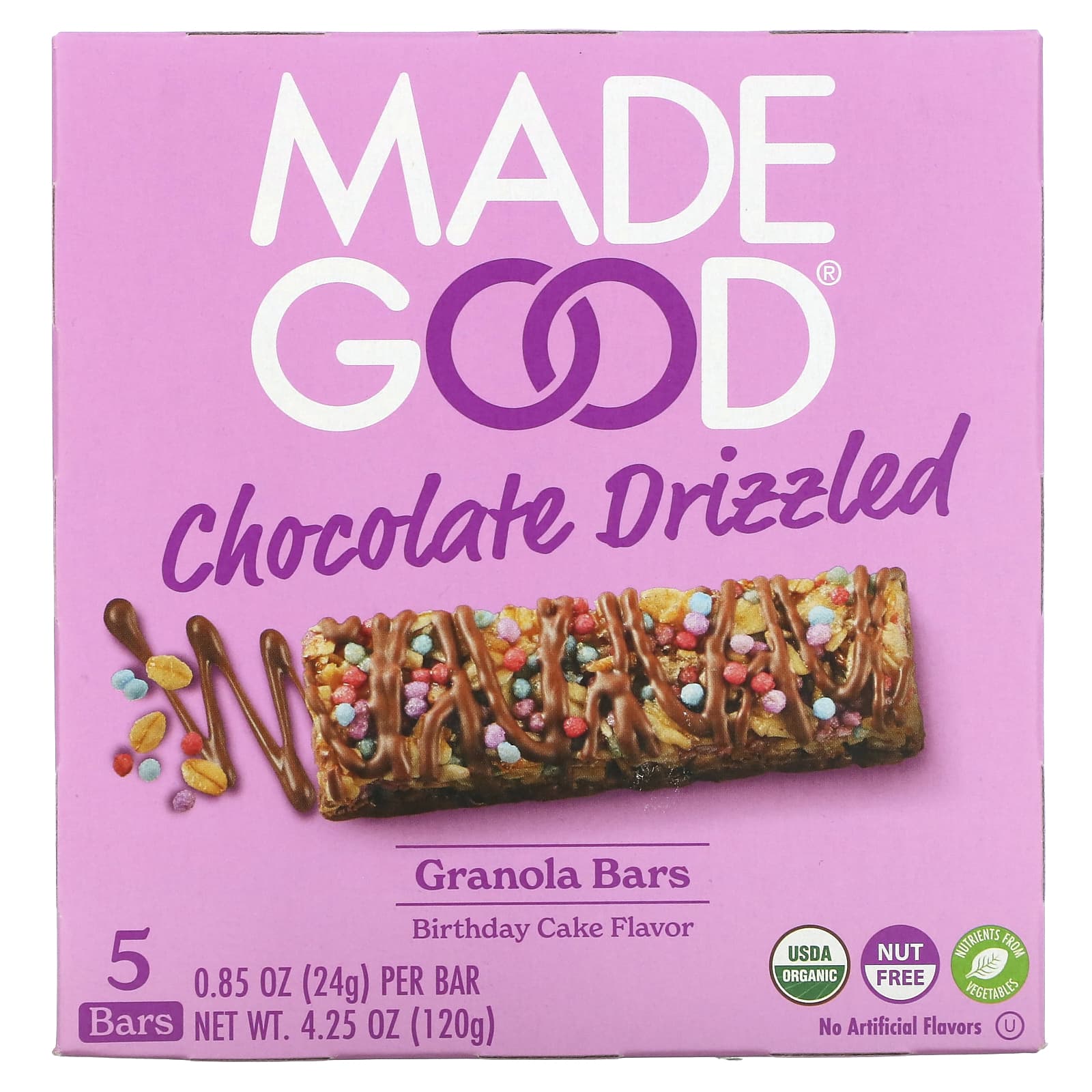 Chocolate Drizzled Granola Bars Birthday Cake - 5 Bars