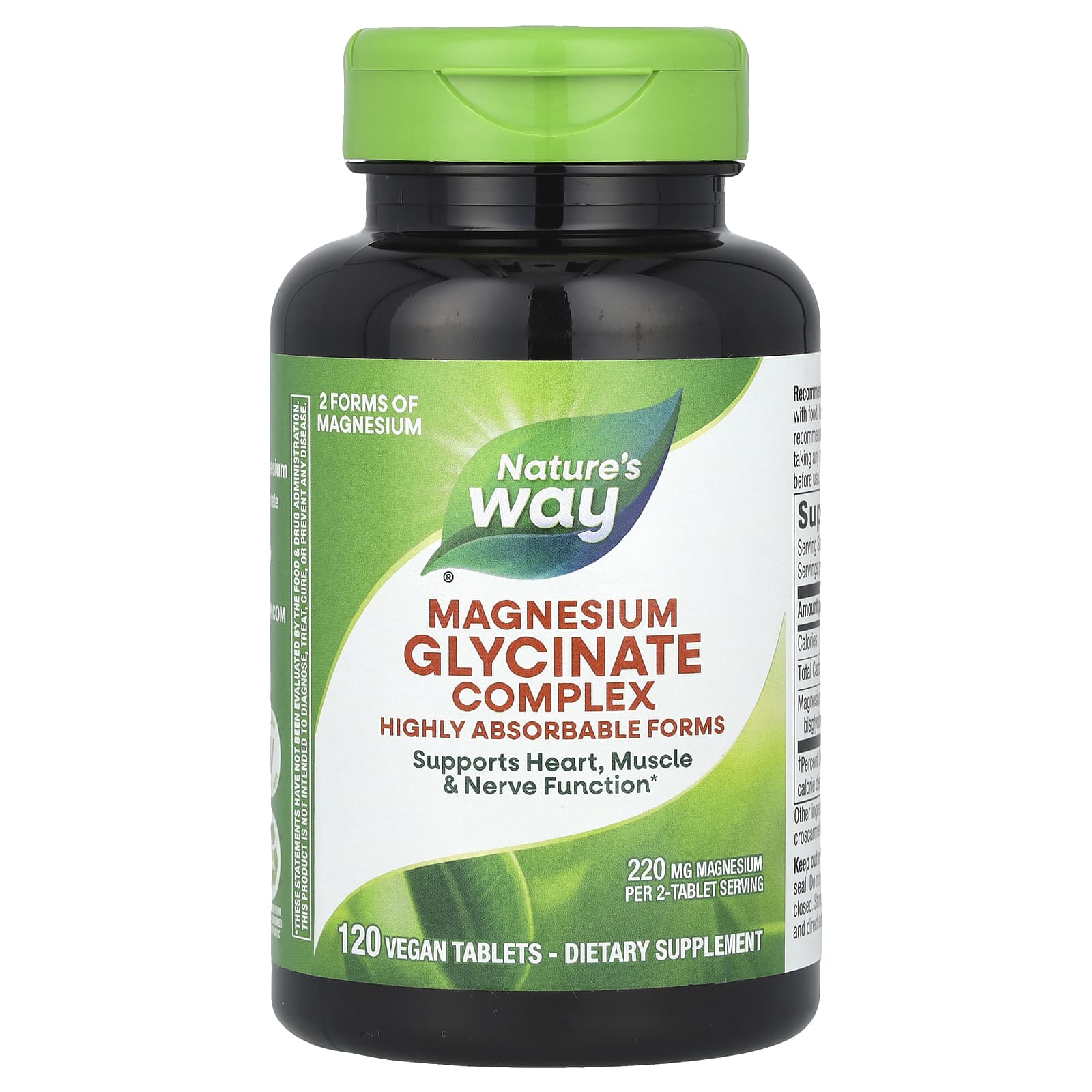 Nature's Way, Magnesium Glycinate Complex, 220 mg, 120 Vegan Tablets (110 MG per Tablet)