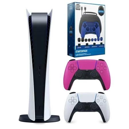 Sony PlayStation 5 Digital with Extra Controller and Surge Gamer Starter Pack - Nova Pink