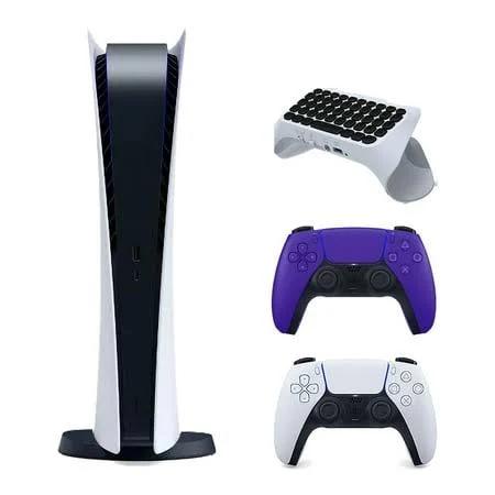 Sony PlayStation 5 Digital Edition with Extra Controller and Surge Keypad Bundle - Galactic Purple