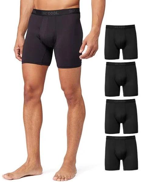 32 Degrees Men's 4-Pack Active Mesh Boxer Briefs, Black / XL