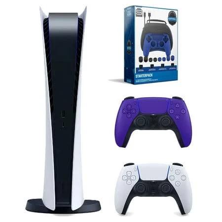 Sony PlayStation 5 Digital Edition Console (Japan Import) with Extra Purple Controller and Surge Pro Gamer Starter Pack 11-Piece Accessory Kit