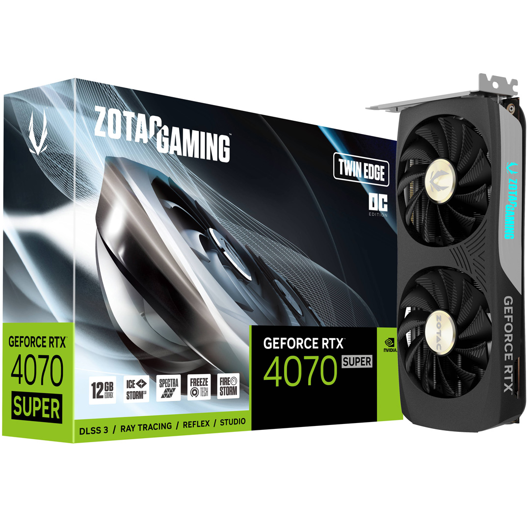 ZOTAC Gaming GeForce RTX 4070 Super Twin Edge OC 12GB GDDR6X Graphics Card