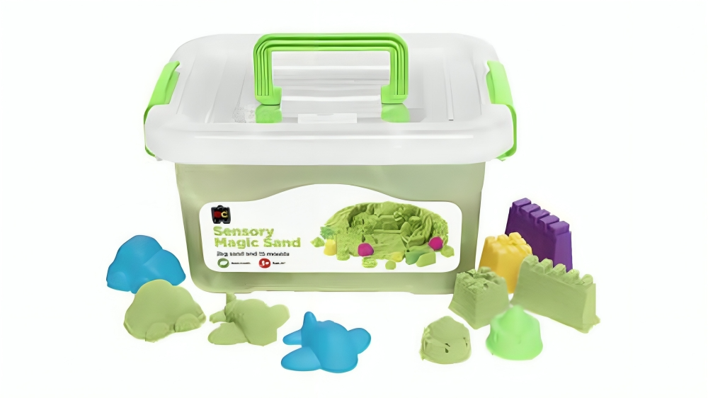 Educational Colours Sensory Magic Sand 2kg Green With Moulds