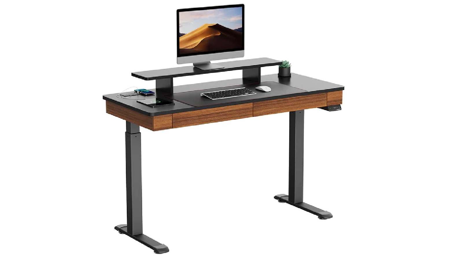 Eureka I55 Two-Drawer Electric Standing Desk (Walnut)