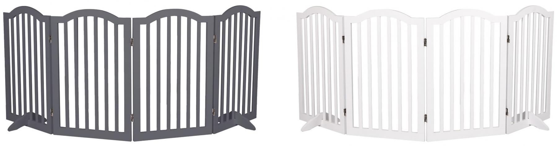 PaWz Wooden Pet Gate Dog Fence Safety Stair Barrier Security Door 4 Panels White