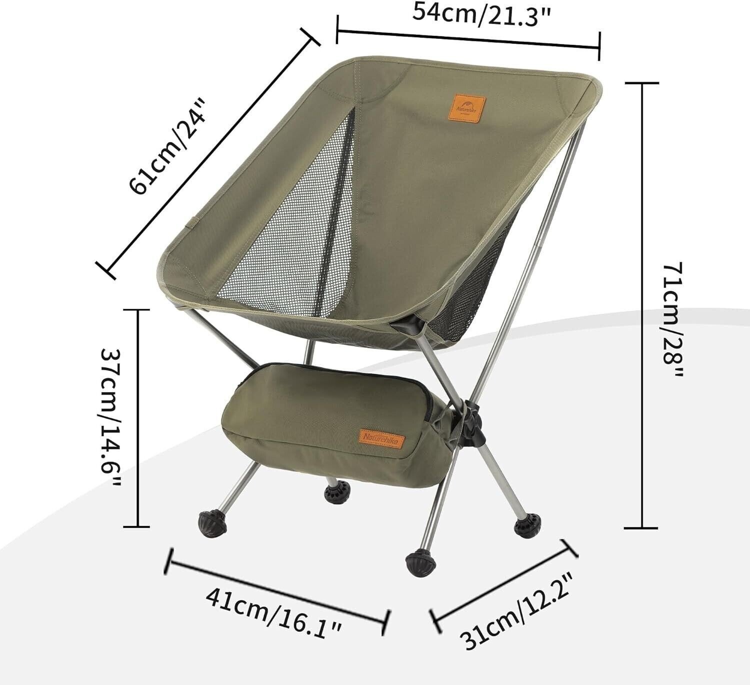 Naturehike Ultralight Camping Chair, Portable Backpacking Chair with Storage Bag & Anti-Sinking Feet, Compact Collapsible Camp Chair - Green