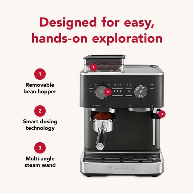 KitchenAid Semi Automatic Espresso Machine with Grinder Black