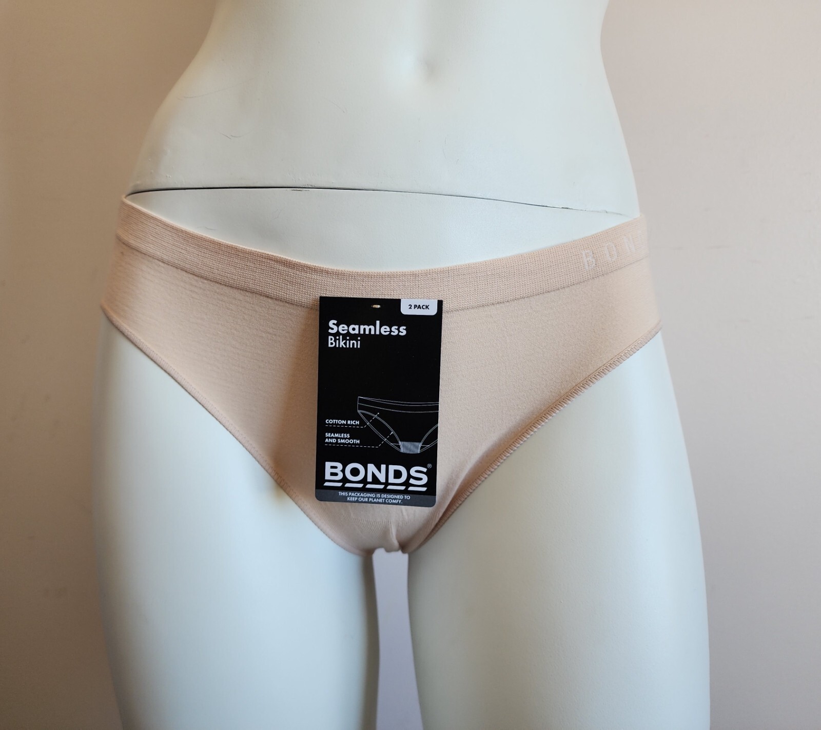Women's 2 Pack Seamless Bikini Briefs | Neutral | Size 16 | Bonds