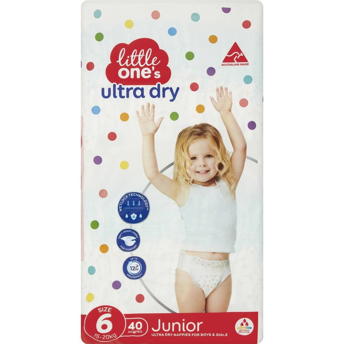 Little Ones Ultra Dry Junior Nappy Size 6 (15-25kg) 40 Pack