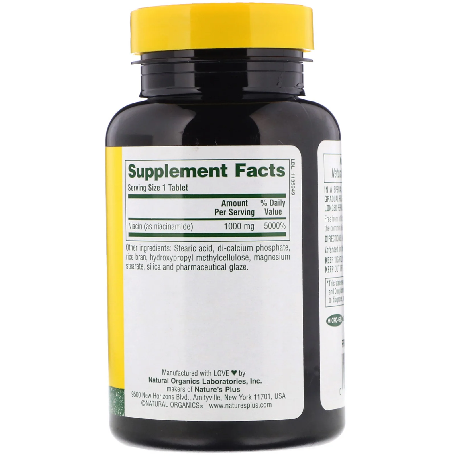 NaturesPlus, Sustained Release Niacinamide, 1000 mg, 90 Tablets