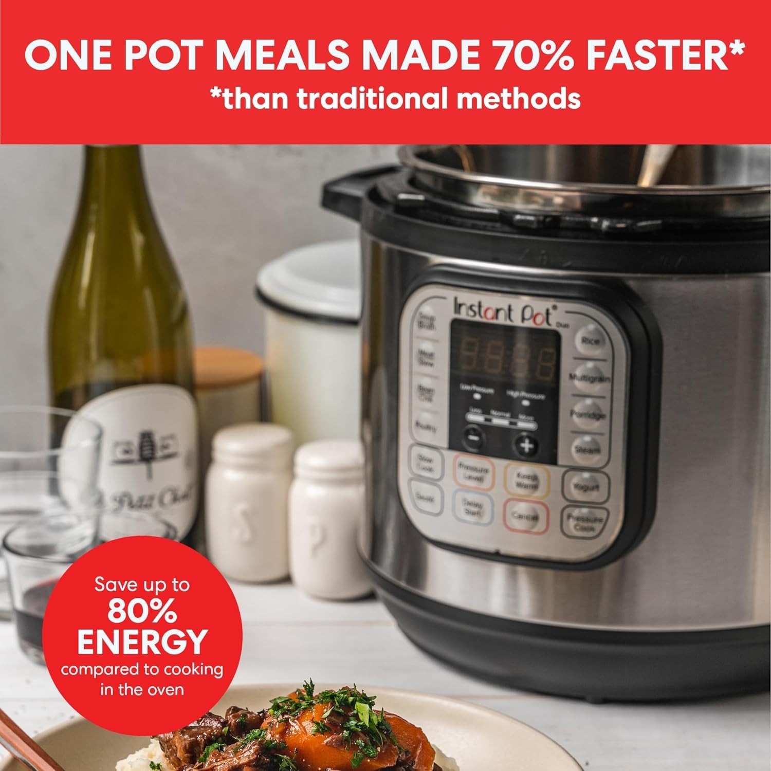 Instant Pot Duo 7-in-1 Programmable Pressure Cooker, 6 Qt, Silver