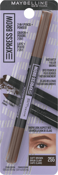 Maybelline Express Brow 2-in-1 Pencil and Powder Eyebrow Makeup, Soft