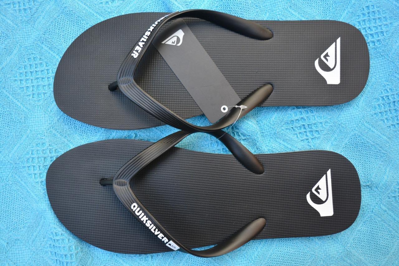 Quiksilver Molokai Flip Flops (Black/Black/White, 13)