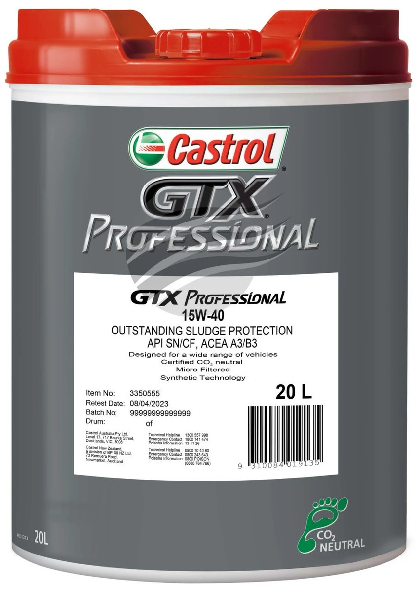 Castrol 15W-40 GTX Professional Engine Oil 20 Litre (3350555)