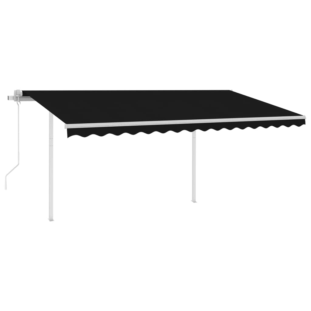 Automatic Retractable Awning With Posts 4.5x3 M Anthracite