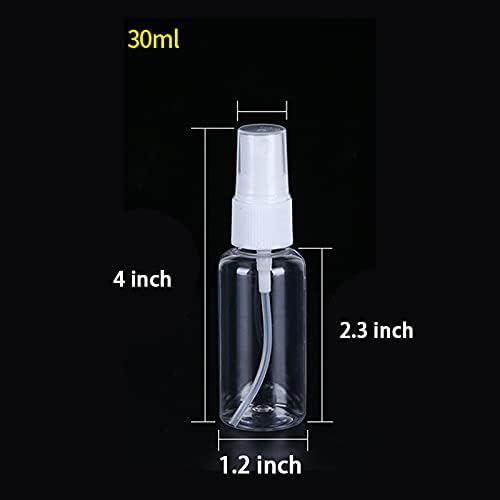 TINFO Spray Bottles, 30 Pack 30ml 1oz Clear Empty Fine Mist Plastic Mini Travel Bottle Set, Small Refillable Liquid Containers