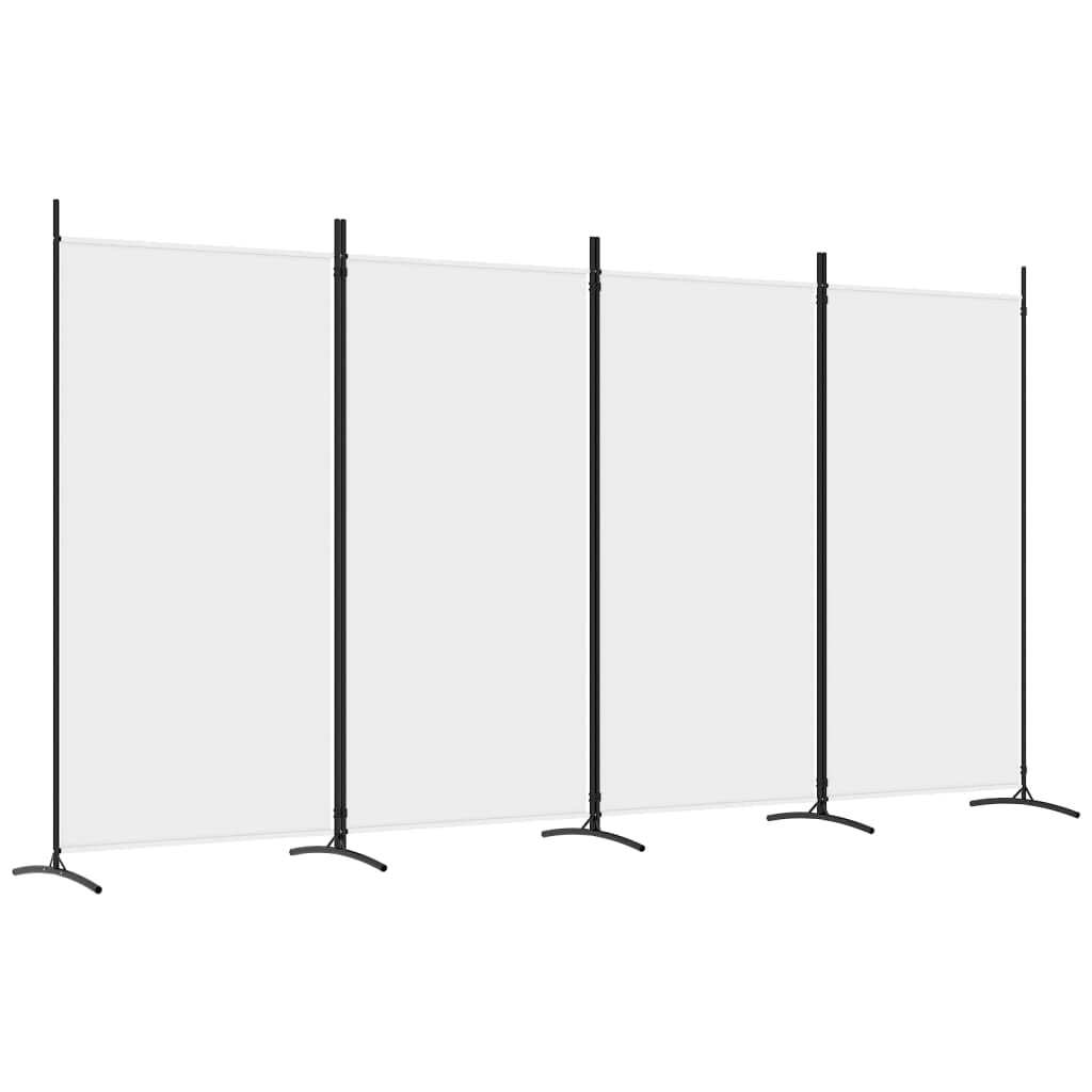 vidaXL 4-Panel Room Divider White 346Γ180 cm Fabric