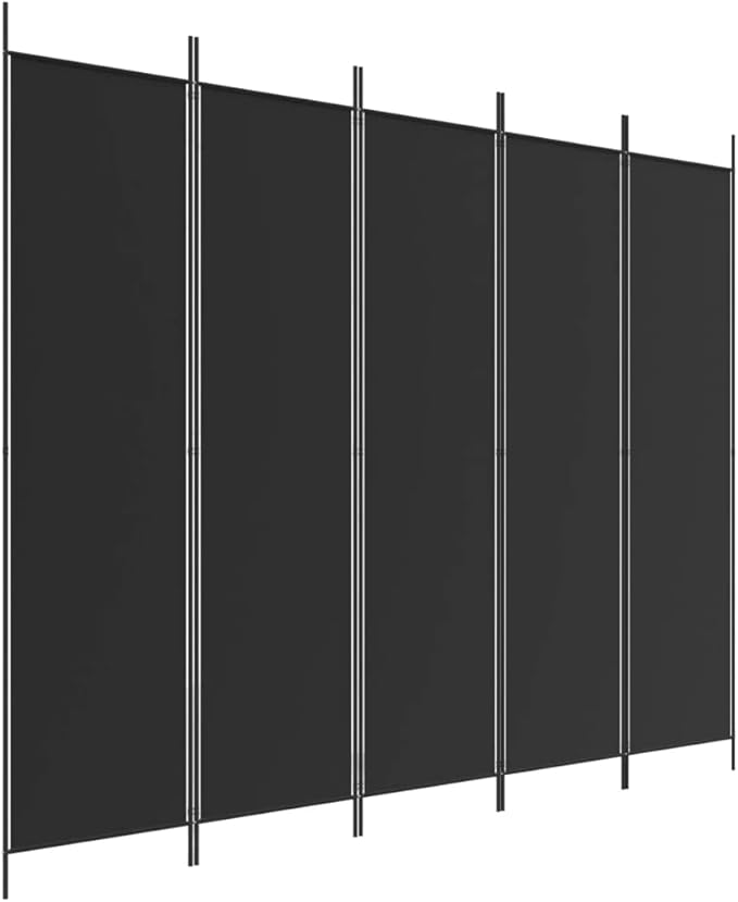 vidaXL 5-Panel Room Divider Black 250×200 cm Fabric