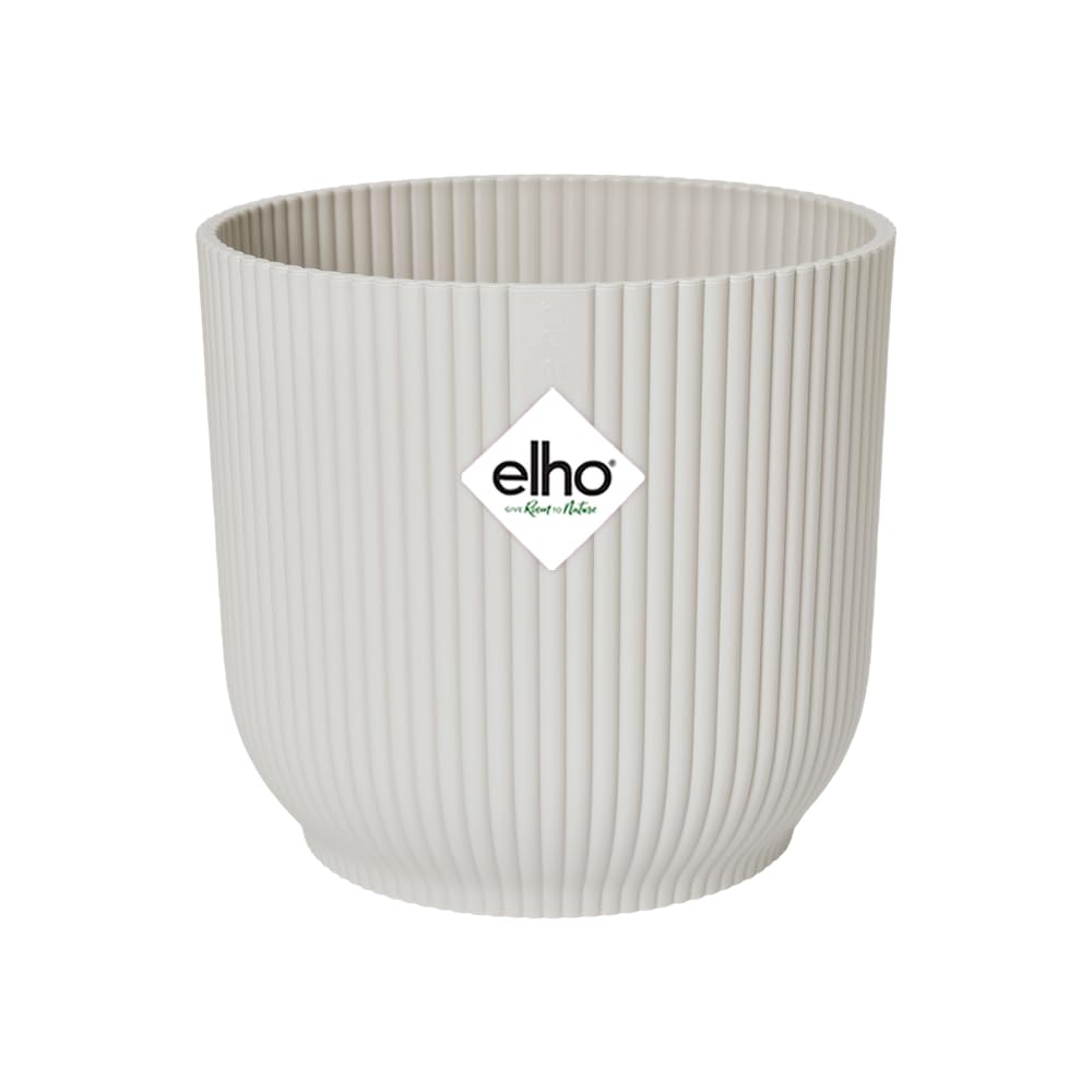 Elho Vibes Fold 25cm Round Plastic Indoor Plant Pot - Silky White