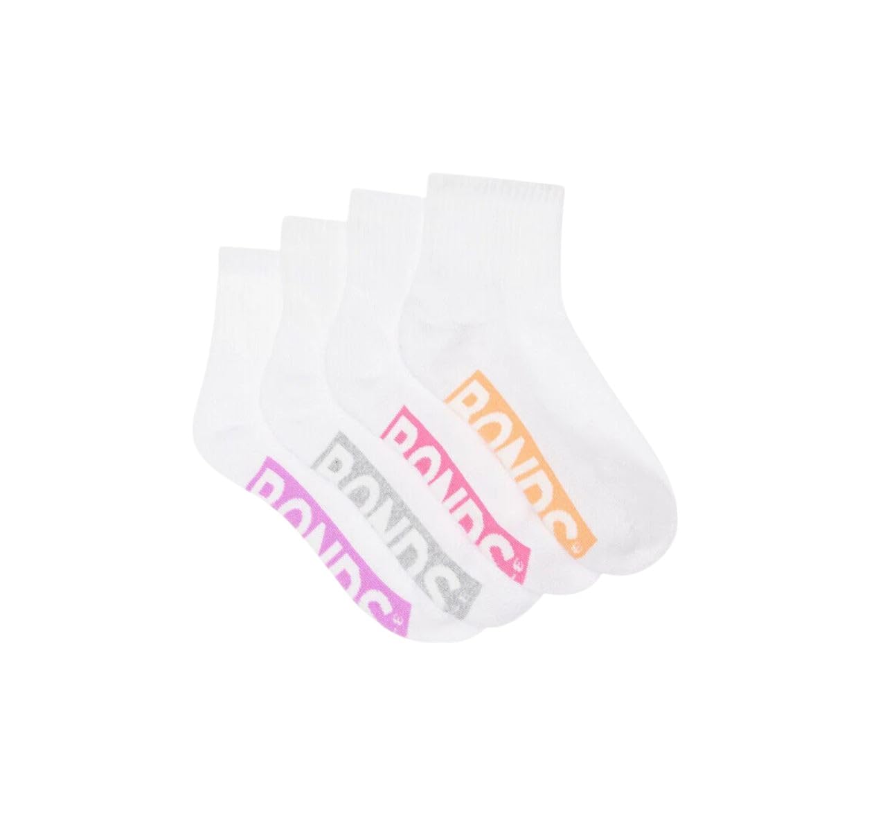 Bonds Kids Logo Quarter Crew Socks 4 Pack - Black - Size 3-8