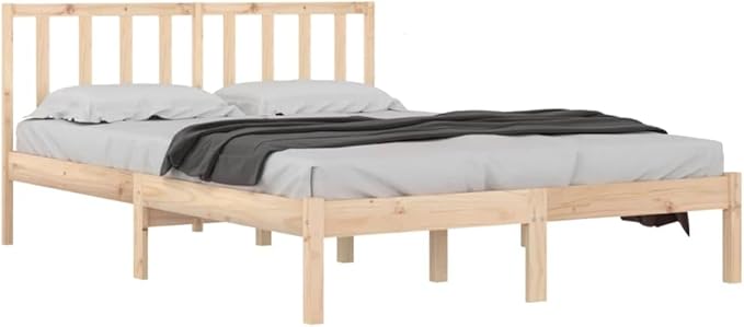 NNEVL Bed Frame Solid Wood Pine 137x187 Double Size