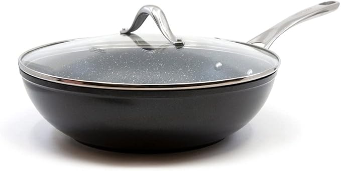 Salt & Pepper Tan-ium Wok With Glass Lid 28cm