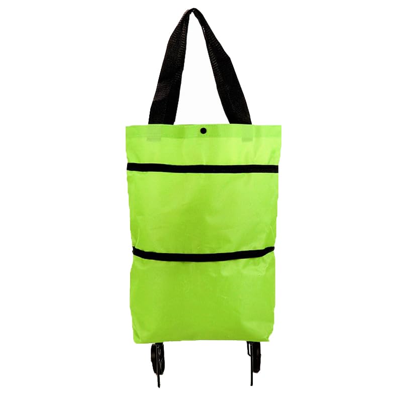 Foldable Trolley Bag Portable Shopping Cart Folding, Green
