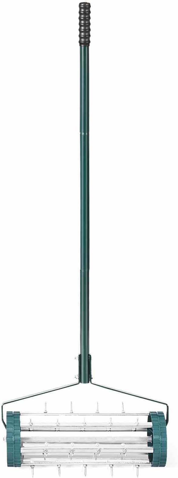 Costway Rolling Garden Lawn Aerator Roller With 3-Piece Long Steel Handle