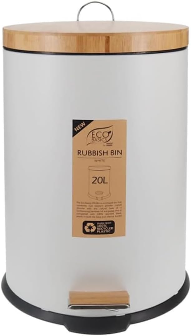 White Magic Eco Basics Rubbish Bin 20L White