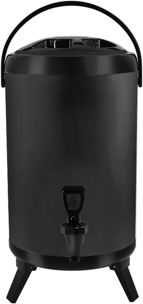 SOGA 10L Stainless Steel Insulated Milk Tea Barrel Hot and Cold Beverage Dispenser Container With Faucet Black