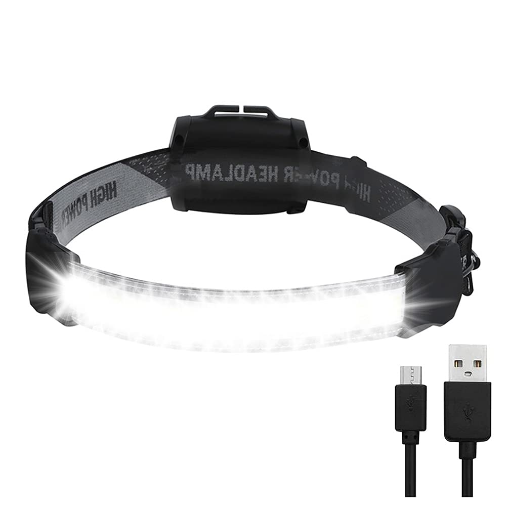 Led Headlamp, Super Bright 220° Wide Beam Headlight, USB Rechargeable Cob Head Lamp, 3 Modes Waterproof Flashlight, Head Light For Camping, Running,