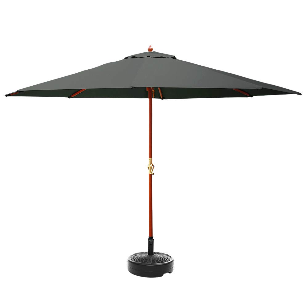 Instahut Outdoor Umbrella 3M with Base Pole Umbrellas Garden Stand Deck Black