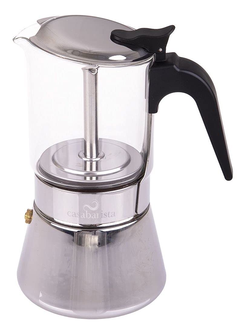 Casabarista Capri Glass Top Stainless Steel Espresso Maker 6 Cup