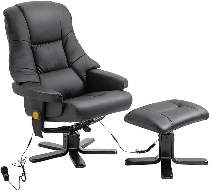 Pu Leather Massage Chair Recliner Ottoman Lounge Remote