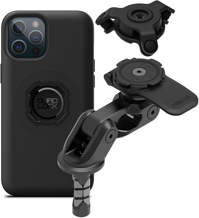 Motorcycle Fork Stem Mount Pro and Mag Case for iPhone 12 Pro Max by Quad Lock