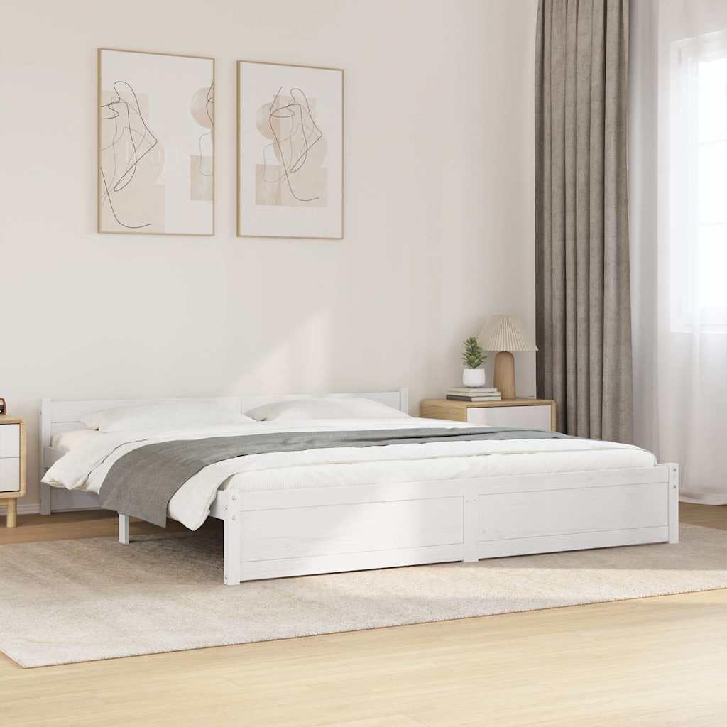 vidaXL Bed Frame White Solid Wood 183Γ203 cm King Size