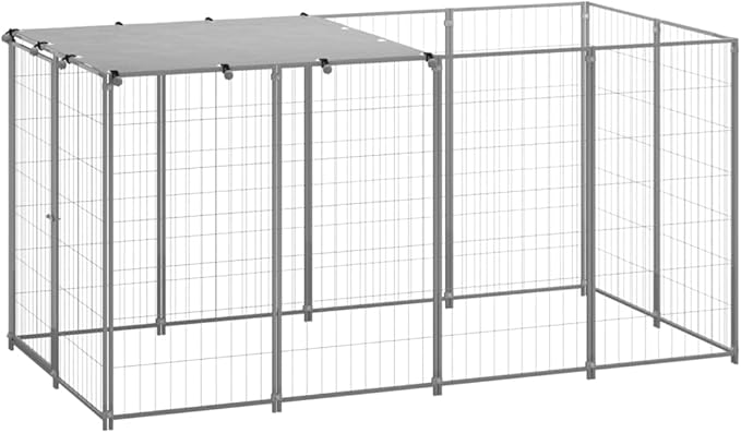 vidaXL - Dog Kennel Steel - Silver - 2.42 m²