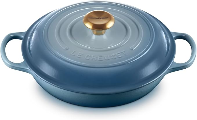 Le Creuset Signature Cast Iron Shallow Casserole, 26 cm - Marseille Blue
