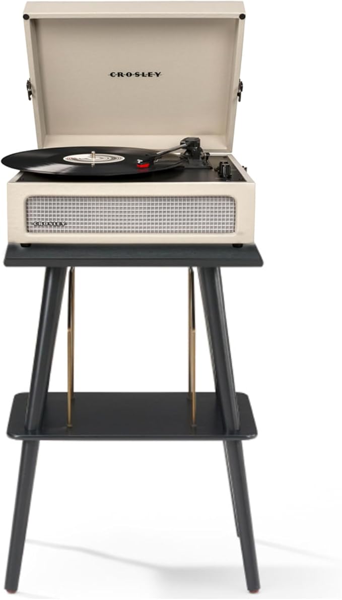 Crosley Voyager Bluetooth Portable Turntable + Entertainment Stand Bundle - Dune