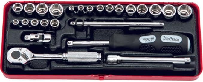 Koken 2201AM 1/4" Square Drive Socket Set 25 Piece 6 Point Metric & SAE Imperial