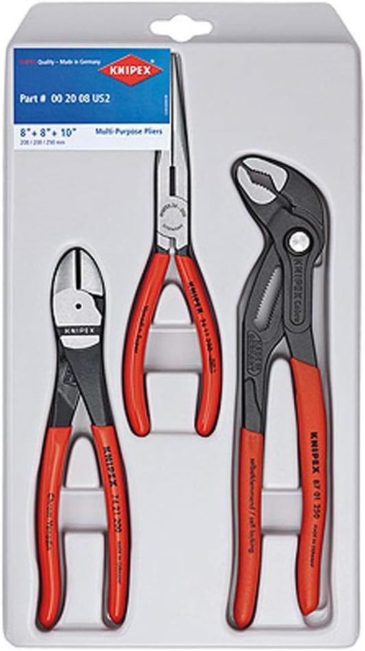 Knipex 00 20 08 US2 3 Piece Pliers Set with Cobra Pliers