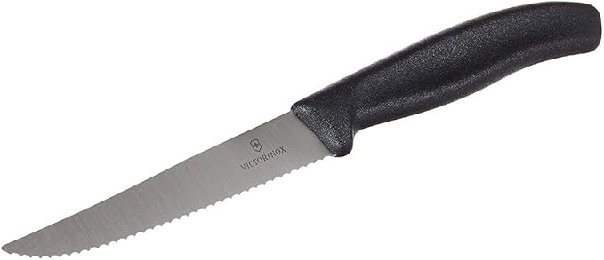 Victorinox Professional Steak Knife Wavy Edge Pointed Black Handle