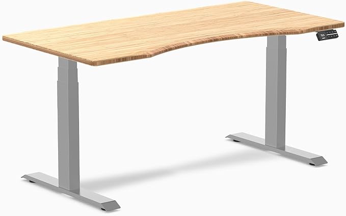 Desky Dual Ergo Edge Sit Stand Desk Bamboo / 1200x750mm / Grey