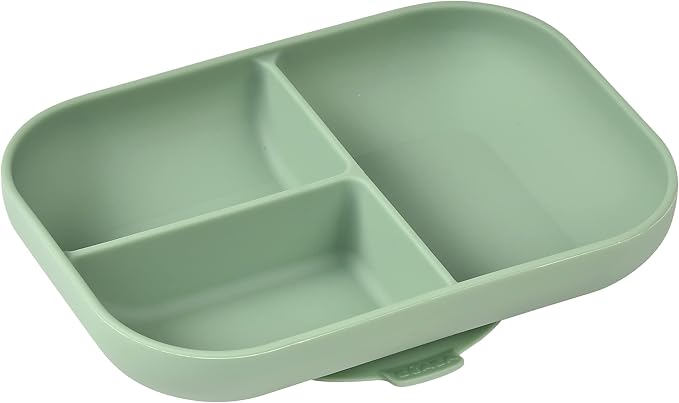 Beaba Silicone Suction Divided Plate (Sage Green)