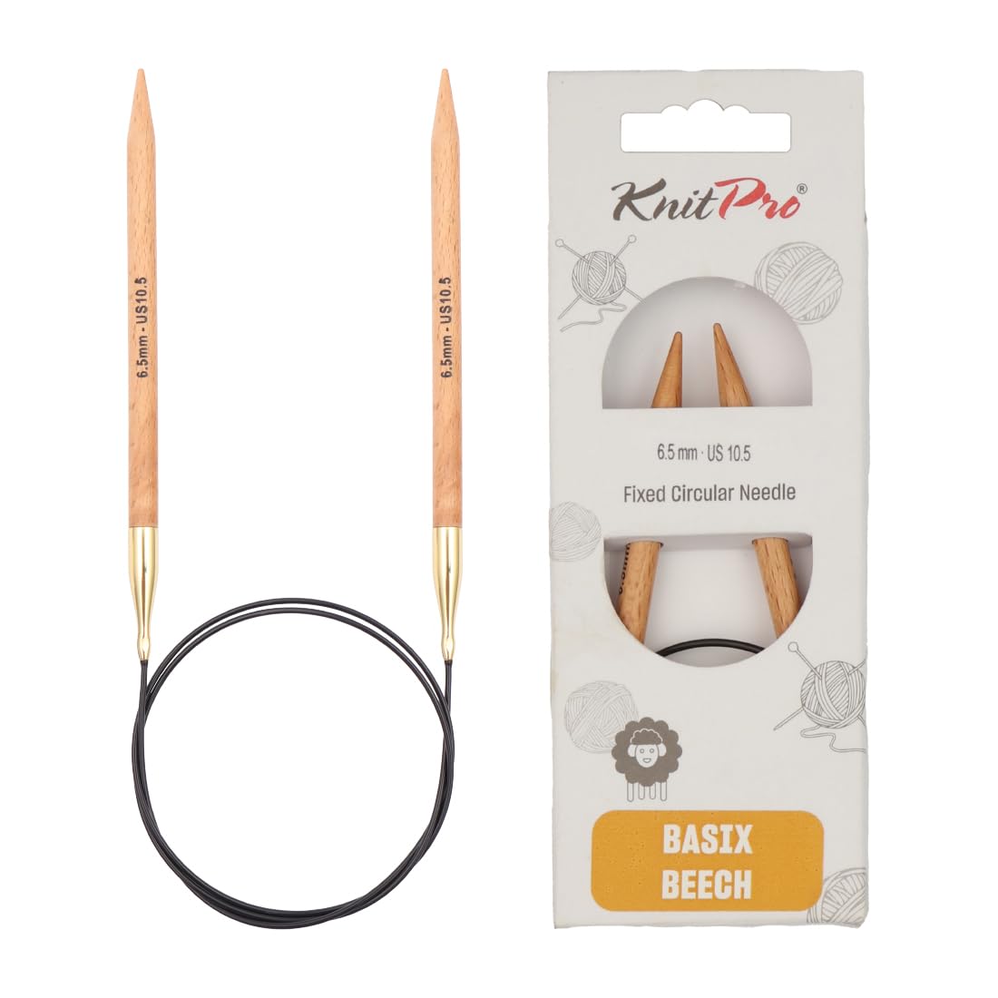 KnitPro 80cm Basix Birch Fixed Circular Knitting Needle 6.50mm