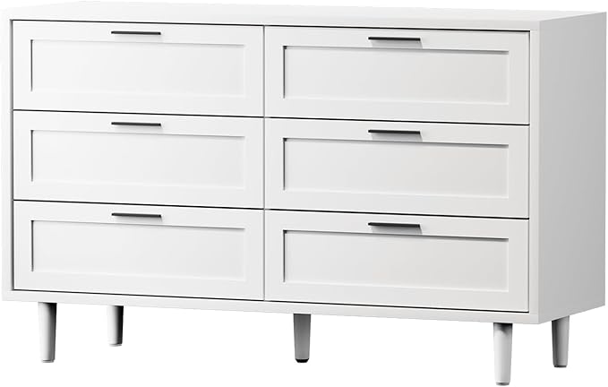 Oikiture 6 Chest of Drawers Dresser White
