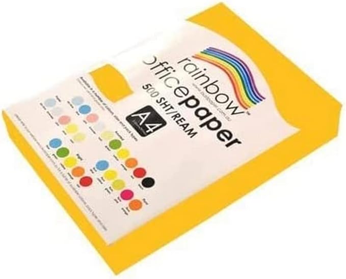 Rainbow Coloured A4 Copy Paper 80gsm 500 Sheets Gold